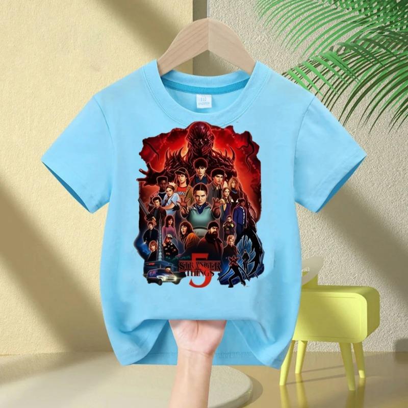 A-class pure cotton children's T-shirt summer thin design boy and girl cartoon print breathable sweat absorbing round neck T-shirt