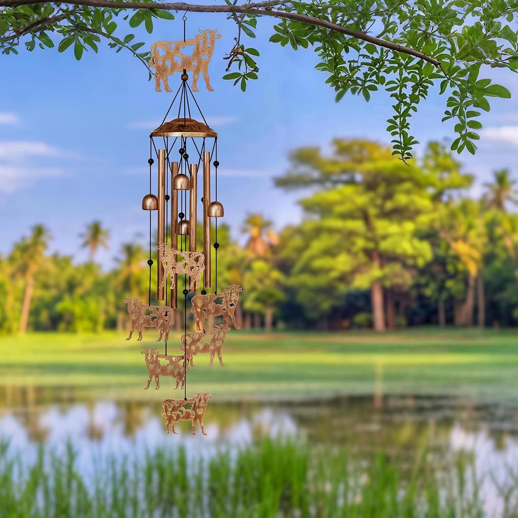 Cow Wind Chimes for Outside,Cow Gifts for Women Men,Metal Decor