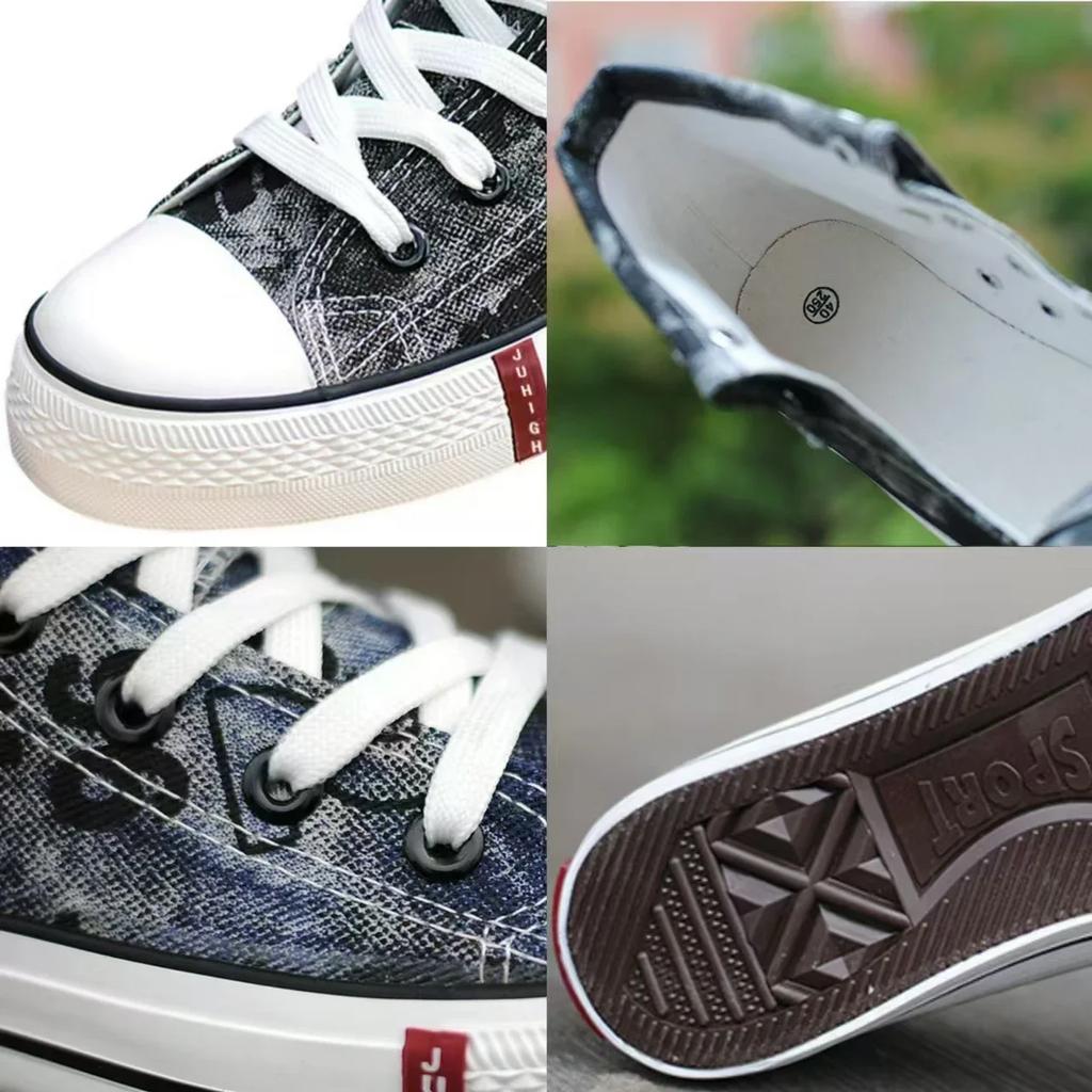 Herren Canvas Schuhe High-Top Flats Schnürschuhe Herrenschuhe Print Denim Schuhe für Herren Atmungsaktiver Freizeitschuh Cowboy-Stiefel Tenis Masculino