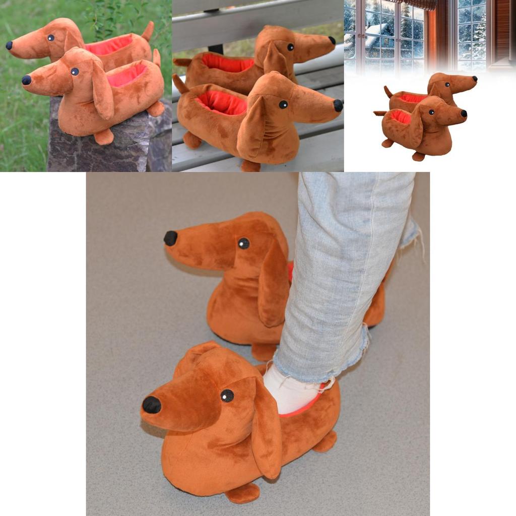 Adorable Dachshund Plush Slippers Cozy Cartoon Design For Comfortable Home Use