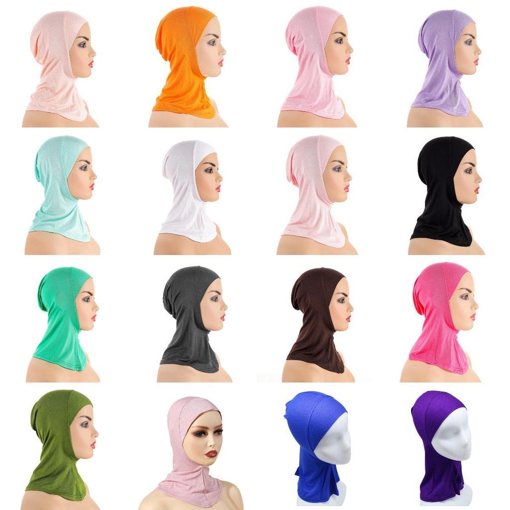 Women's Black Hijab Scarf Muslim Islamic Modal Solid Color Neck Head Under Scarf Cap