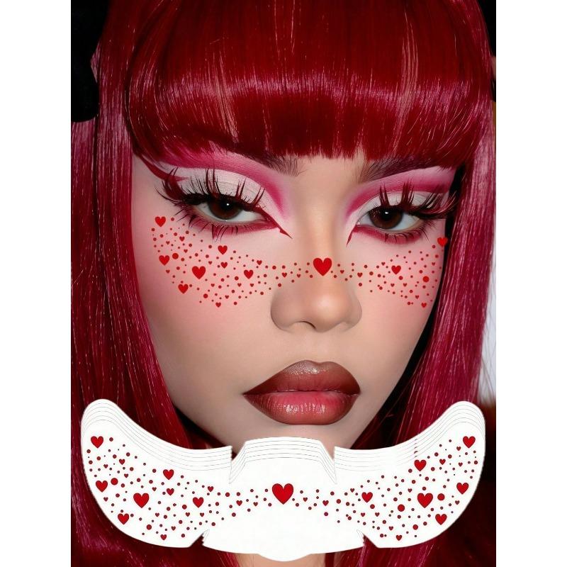 1pcs Shiny Freckle Face Temporary Tattoos, Sparkling Heart Freckle Waterproof Glitter Tattoos For Adults, Suitable For Daily Makeup, Festivals