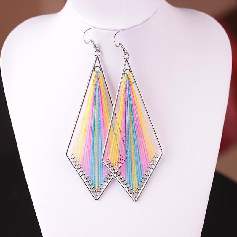 Handmade Thread Rainbow Style Earrings