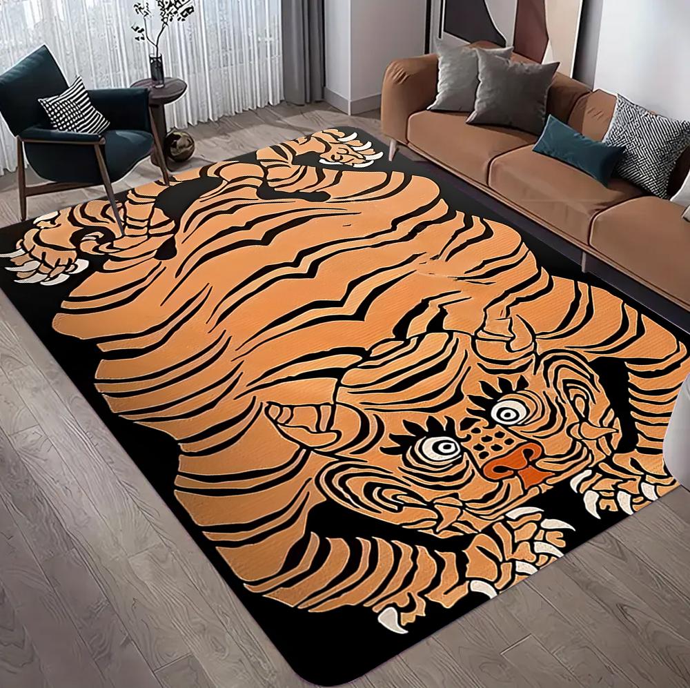 Bohemian Tibetan Tiger Floral Carpet Bedside Floor Mat Anti-slip Vintage Animal Rug Moroccan Carpets for Living Room Decorative