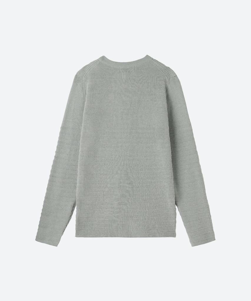 MOONSUN Unisex, Stripe Henley Neck Knit / Gray