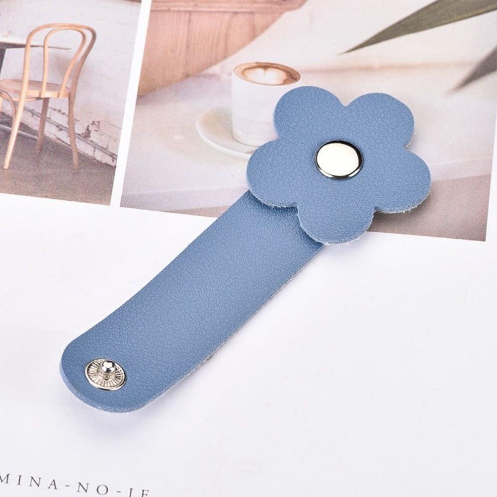 Leather Flower Cable Winder Portable Data Cable Ties Data Cable Protector Clips  Earphone Cord