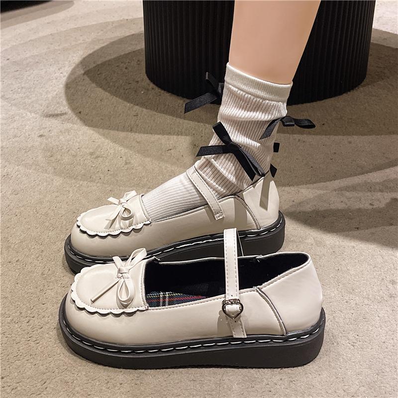 Butterfly Mary Jane Shoes  brown Retro uniform shoes loafers Summer Buckle Strap College Style jk small leather shoes
