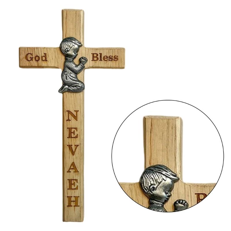Crucifix Ornament Wood Blessing Gift For Children Easter Baptisms Or Birthday Present Safe and Friendly