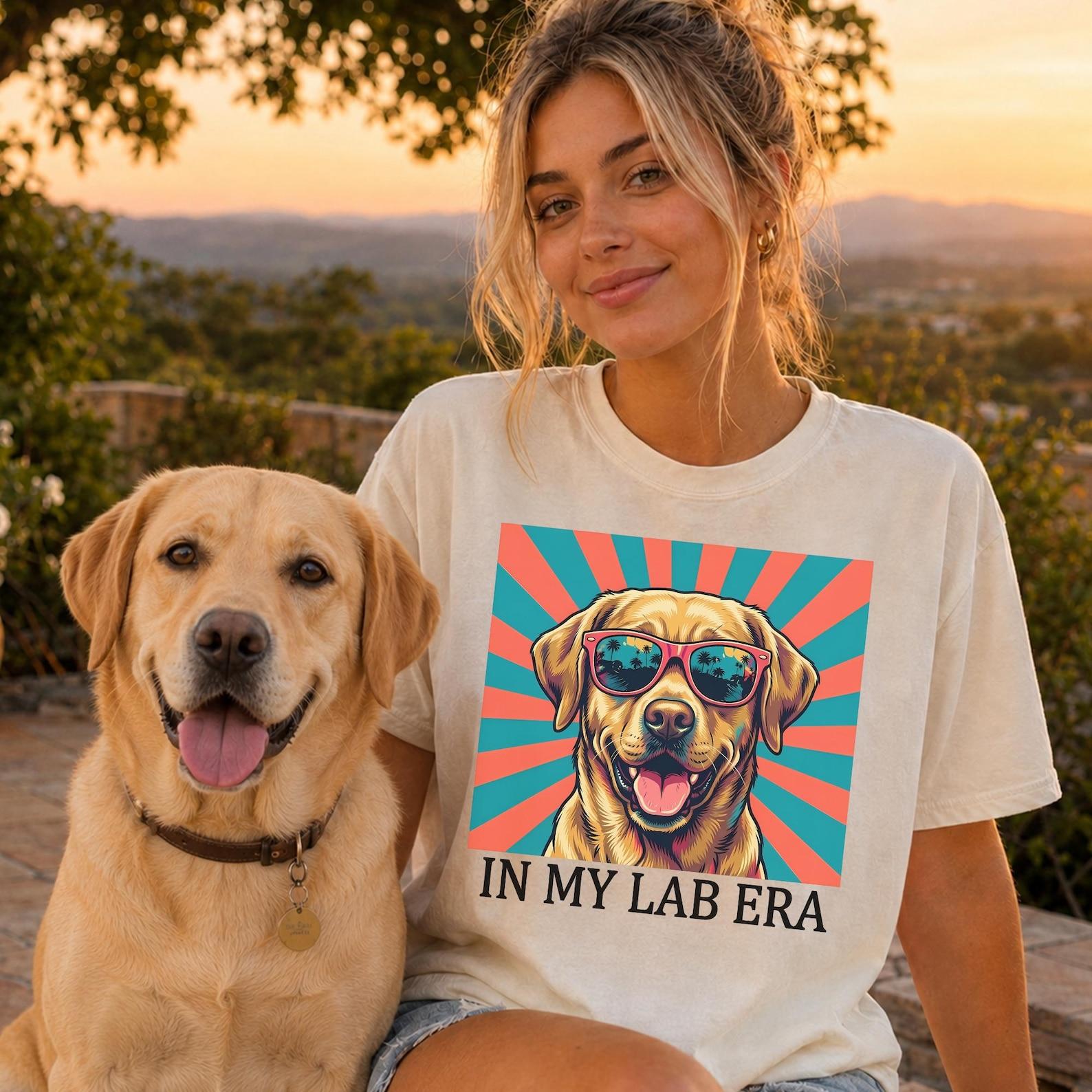 In My Lab Era Shirt, Yellow Labrador Retriever 70s Retro Tee, Lab Dog Mom T-Shirt, Comfort Colors Dog Lover Gift 3XL