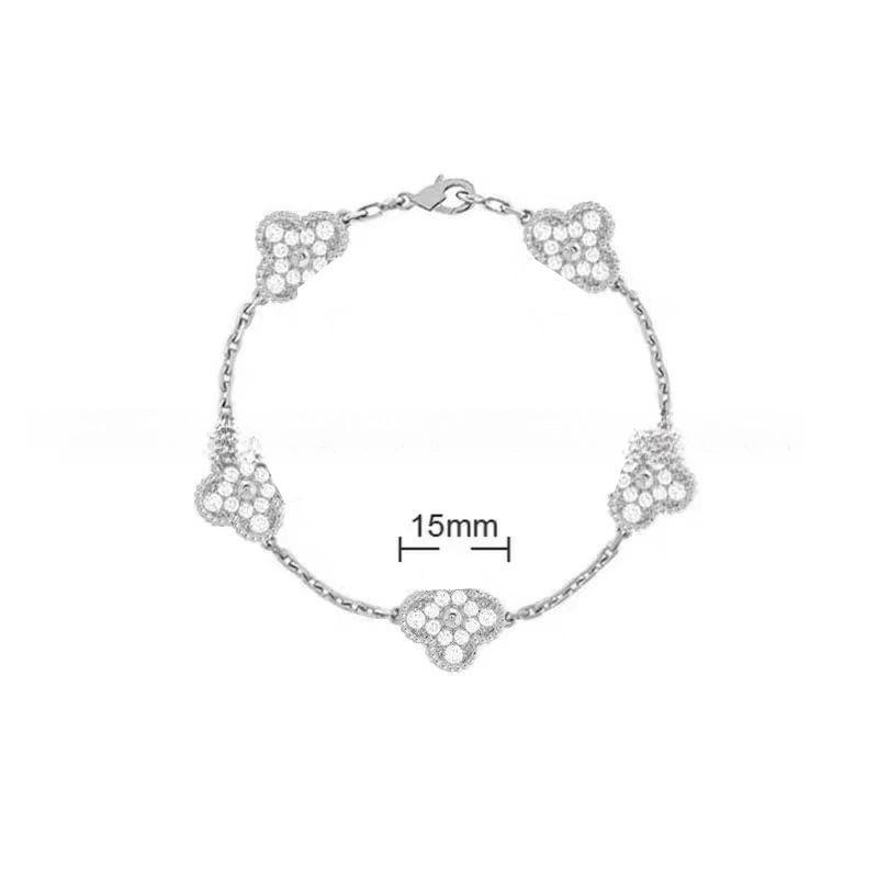 15MMHigh-quality Four-leaf Clover Five-flower Bracelet for Women 18k Natural White Mother-of-pearl and Red Chalcedony Bracelet