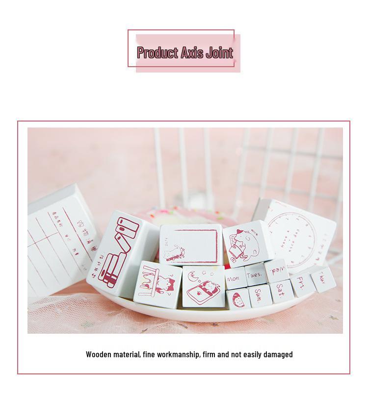 Mu Ran Creative Wooden Stamp Set: Cute Retro Life Apocalypse Theme.
