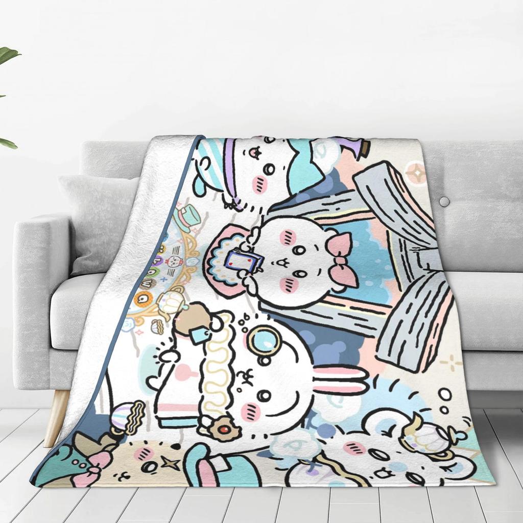 Cute Chiikawa Collection Warm Soft Blanket  Girls Boys Plush Throw Blanket Novelty Home Decor Flannel Bedspread Sofa Bed Cover