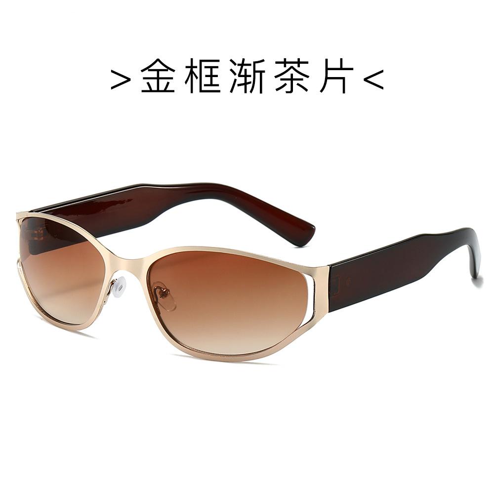 European and American fashionable futuristic tech oval frame sunglasses, new eyewear trendy millennial style sun-protection sunglasses