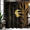 Black and Gold Boho Shower Curtain, Mid Century Modern Shower Curtains for Bathroom, Mens Bath Curtain Set, Waterproof Fabric