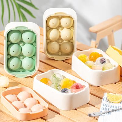 Domácí 6článková kulatá forma na led s víkem, letní chladicí džus, nápoj, whisky, výrobník ledových koulí, kuchyňské pomůcky, PP tác na led