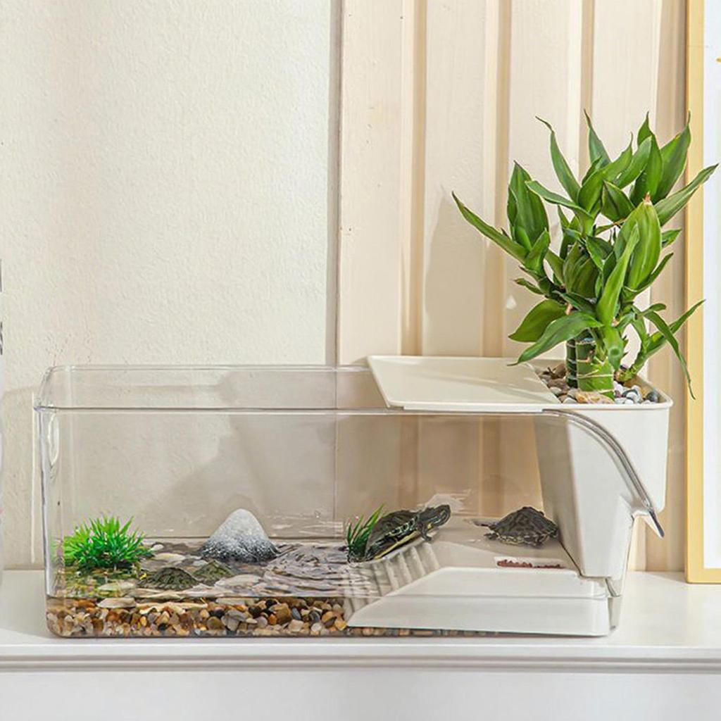 Turtle Aquarium home Turtle breeding tank Multi functional Aquarium small fish tank small landscaping tank Pet Supplies