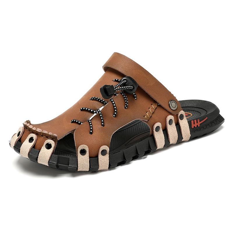 Fashion Men Sandals Outside Street Beach Style Non slip Slippers Cover Toe Summer Breathable Soft Light Plus Size 45 46 Modern Shoes