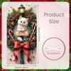 Cat Theme Christmas Banner Snowy Scene Wreath Kitten Christmas Party Decoration Backdrop Xmas New Year Party Photo Shoot Prop