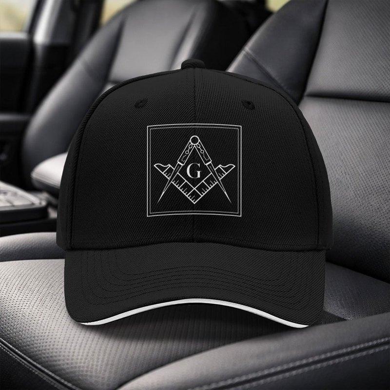 Masonic Logo Baseball Cap Black Adjustable Unisex Visor Hat