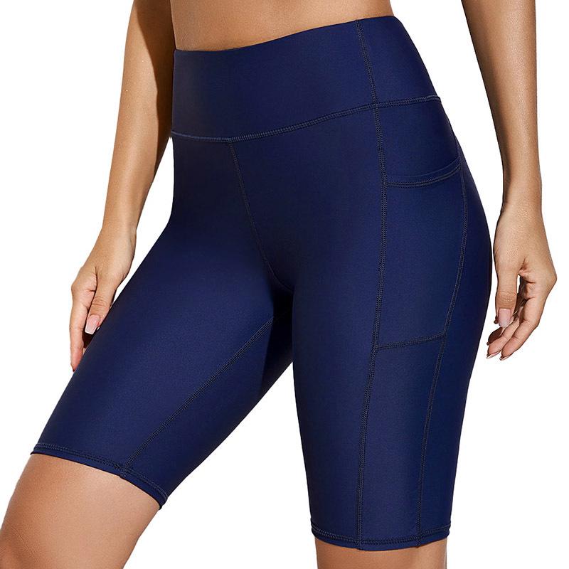 

Женские черные быстросохнущие плавки с карманами - облегающий стиль с плоской штаниной для лета. S синий