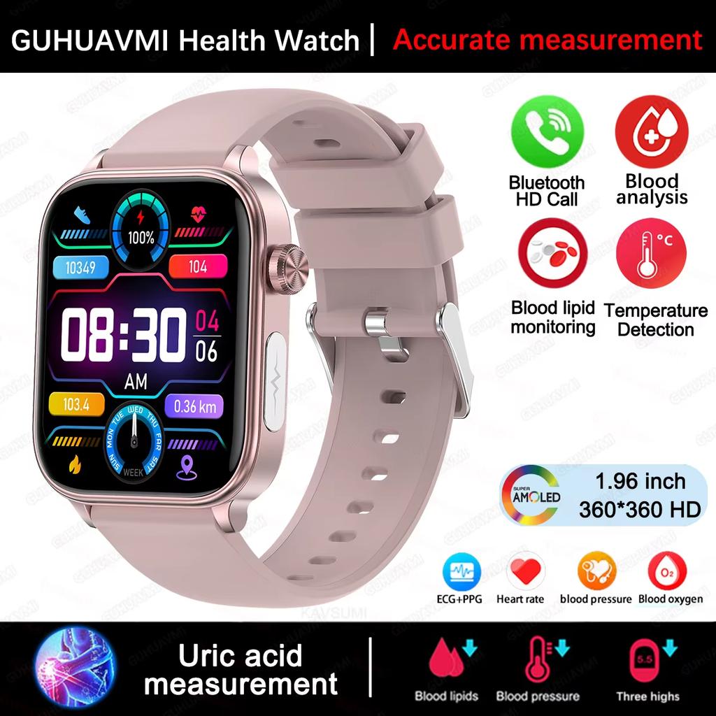 2025 New ECG+PPG Blood Fat Uric Acid Health Smartwatch Men Women Heart Rate Blood Pressure Bluetooth Call Smart Watch for IOS Android