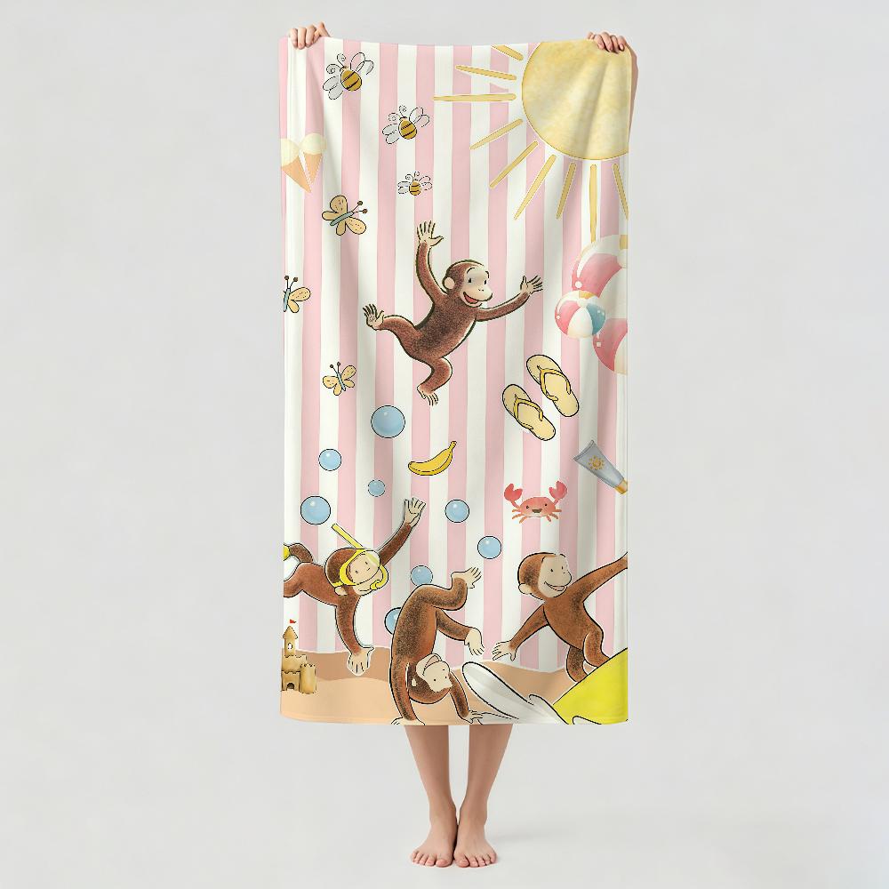 Cartoon cute C-Curious G-George Towel Drying Bath Towel Applicable To Light Swimming Camping Yoga Beach Out