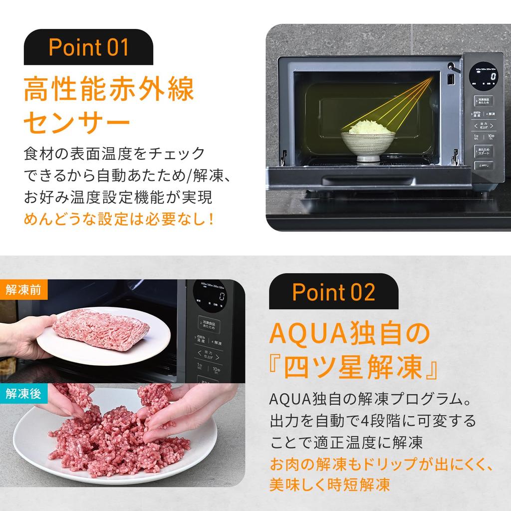 Aqua Four Star Mikrovlnná trouba Maximální výkon 900W 3 minuty Jednofunkční mikrovlnná trouba Rozmrazování Ohřívání mraženého Vybaveno invertorem Hertz zdarma Černá