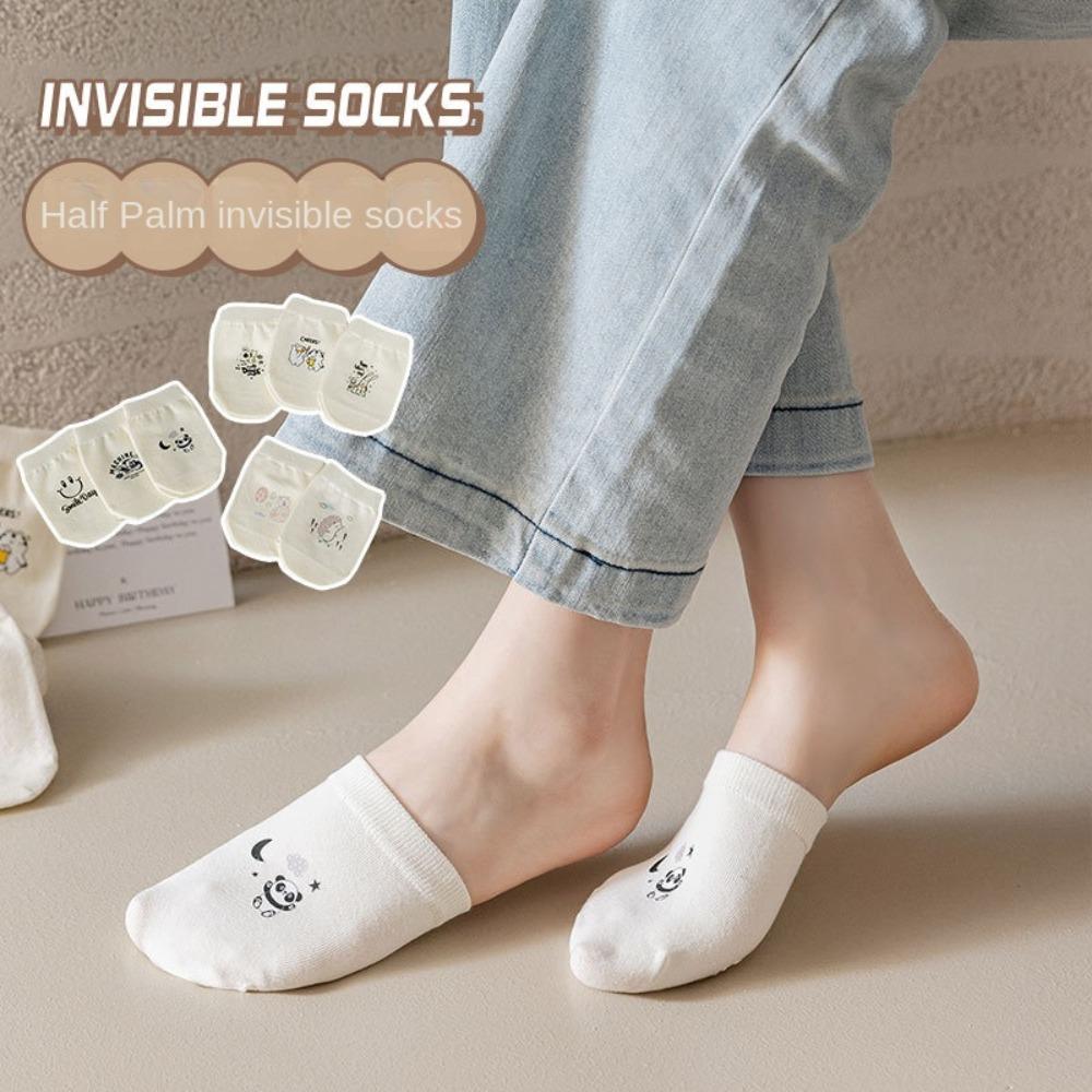 

For Girl Shallow Mouth Cotton Cartoon Invisible Socks Forefoot Socks Half Palm Socks Women Hosiery A