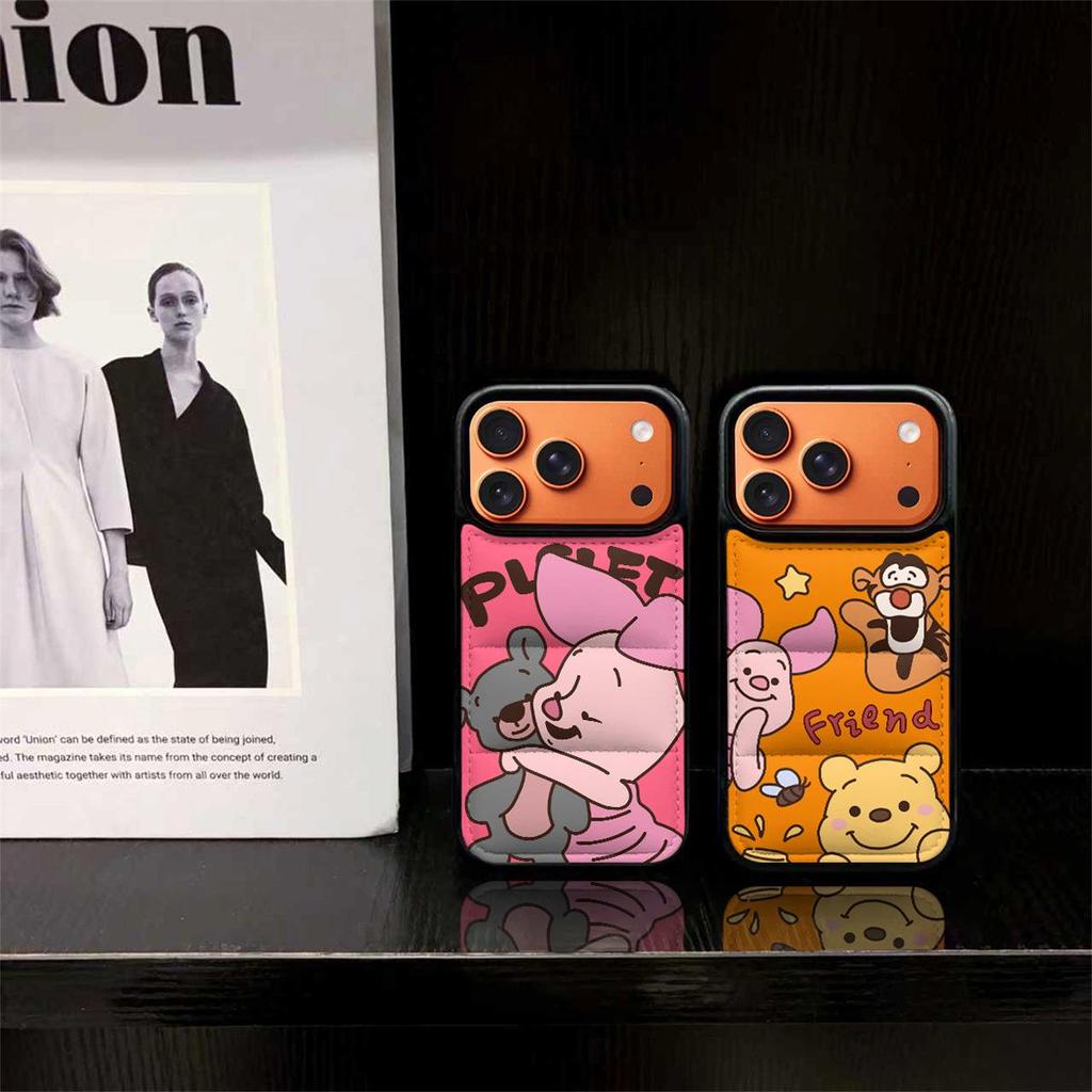 Winnie the Pooh & Piglet Compatible iPhone 14/13/11 Pro Max Down Jacket Phone Case