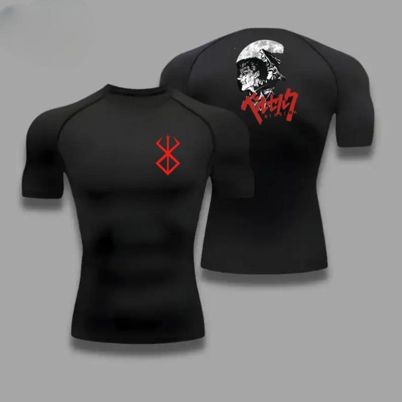 For Men Summer Athletic Compression T-Shirt Breathable Quick-Dry High-Elasticity Short Sleeve Tee with Bold Griffith Graphic Gym