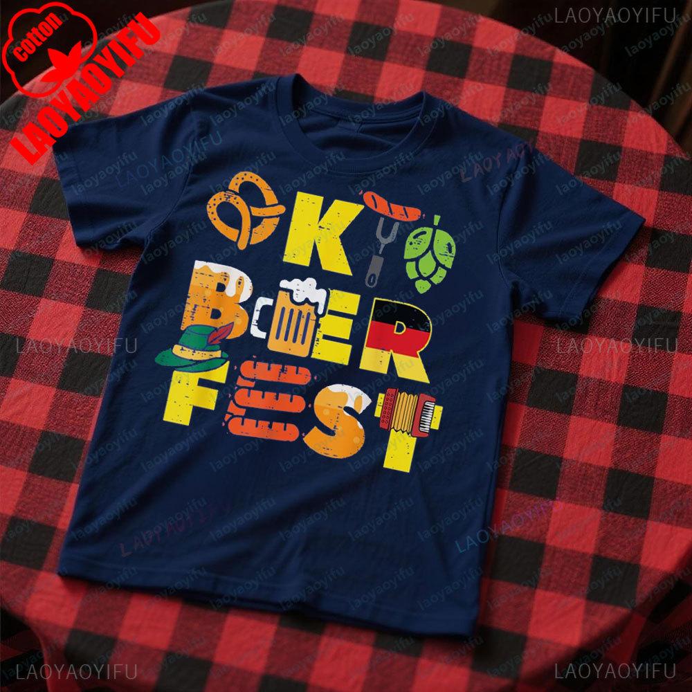 Oktoberfest German Beer Festival TShirt Funny Festival Elements Printed Tshirt Men Women Fashion Crewneck Cotton Tee Tops 4XL