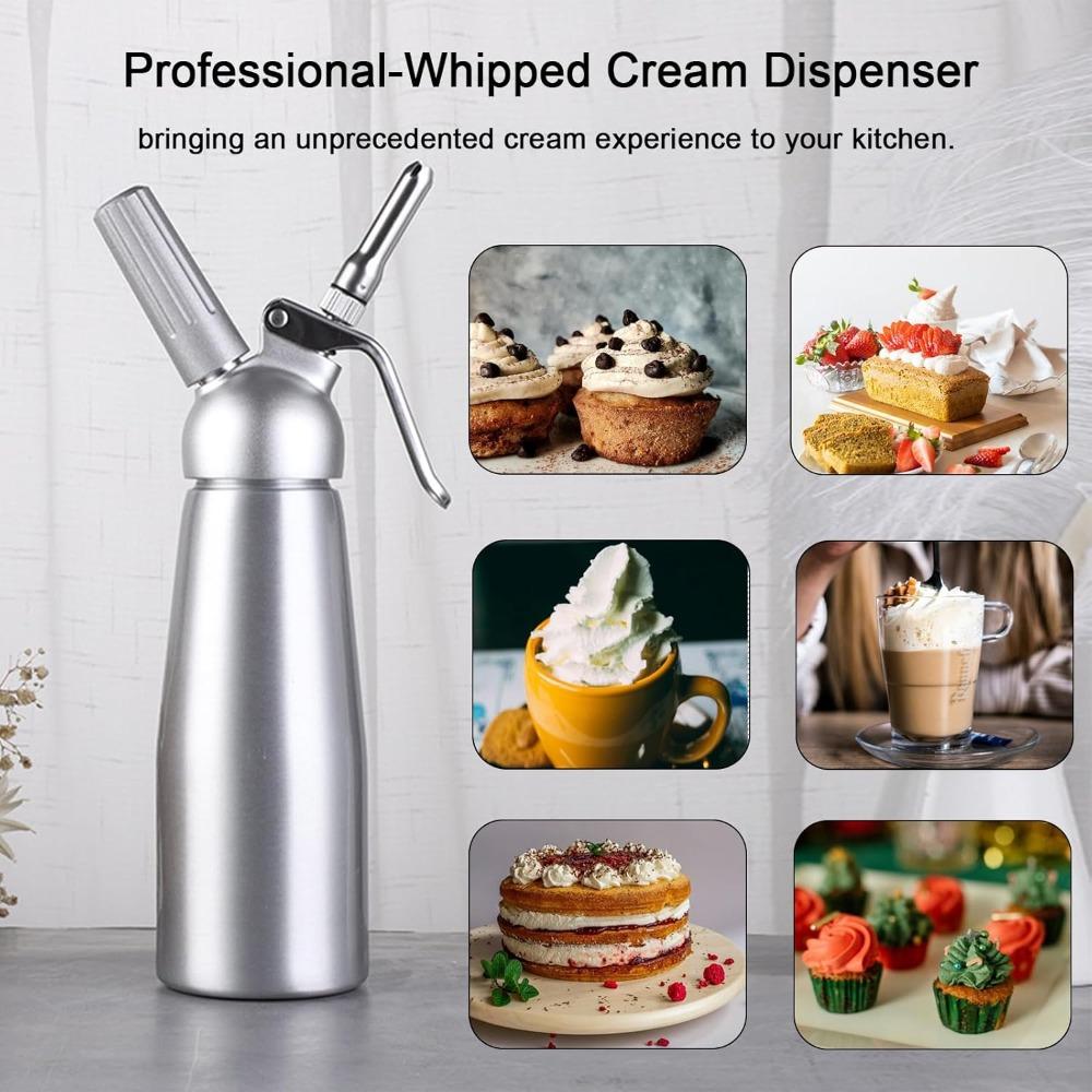 Aluminum Cream Gun Foam Dispenser 500ML Stainless Steel Siphon Vase Mounting Soda Gun for Home Bakery Coffee Shop