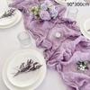Boho Gauze Table Runner Crinkled Cheesecloth Reusable 14ft Long for Holiday Gathering Rustic Wedding Decor