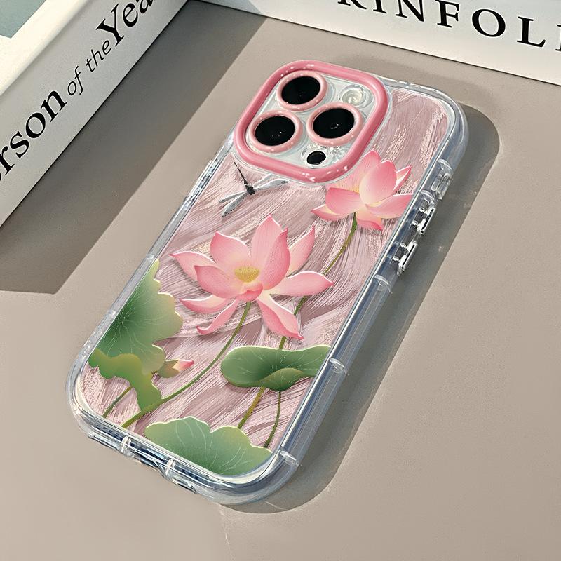 Lotus for IPhone16 Promax Mobile Phone Case 14 for Apple 15 Cream Feather Yarn 13 All Inclusive 11/12 Women's Model