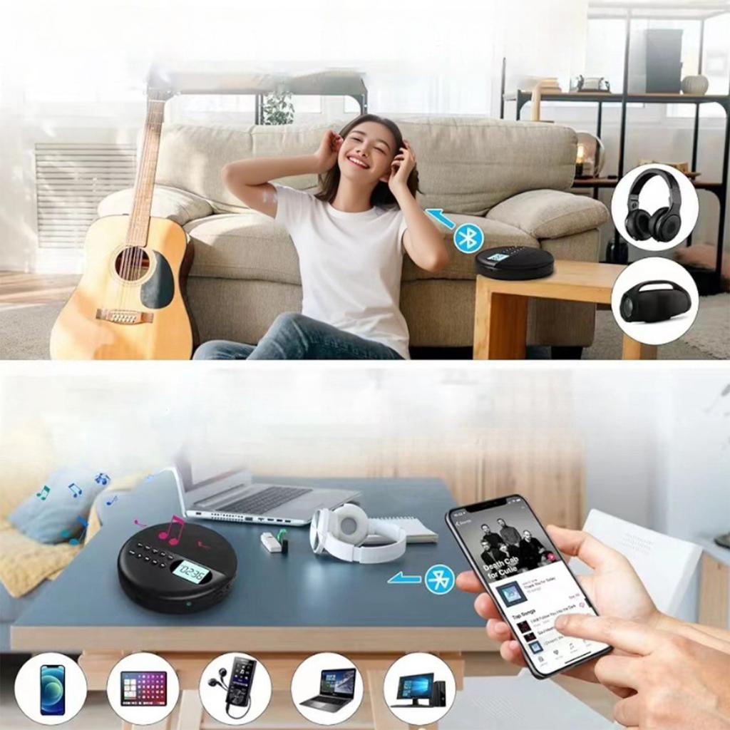 CD Player Bluetooth Speaker Prenatal Education Machine Student Audio Recorder English Learning Device with TF Card and Dual USB Speakers