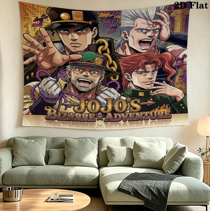 Jojos Bizarre Adventure Wall Tapestry Aesthetic Wall Hanging Printed Fabric Blanket Decorative Tapestries For Bedroom Living Room Home Decor