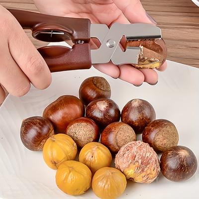 Kastanienknacker-Werkzeug mit ergonomischem braunem Griff - Effizienter Nuss-Schäler für Kastanien, Haselnüsse & Hartschalen, Langlebiges Küchengerät für Zuhause