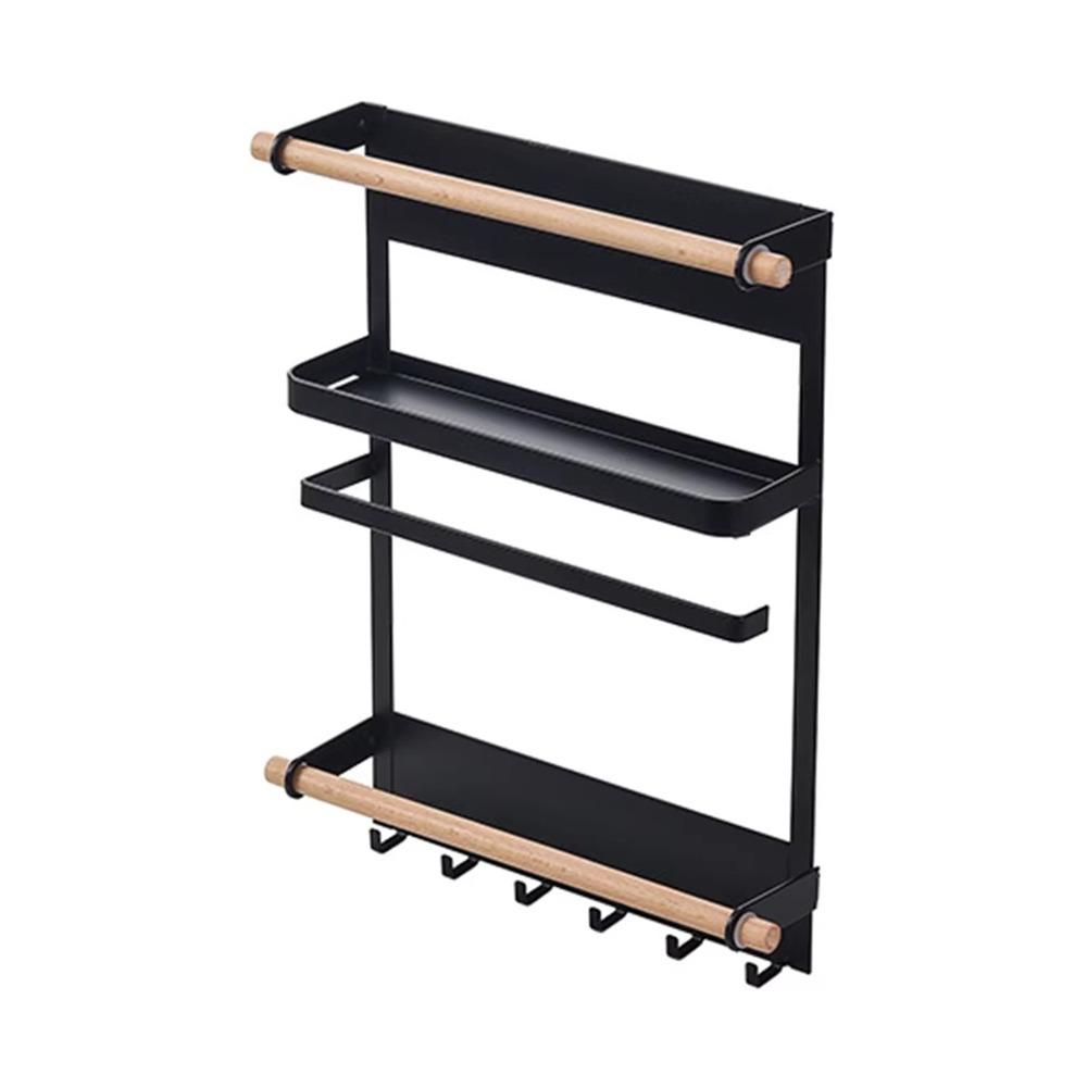 

Side Hanging Side Hanging Holder Metal Kitchen Storage Rack Durable Home Organizer Kitchen Use чорний