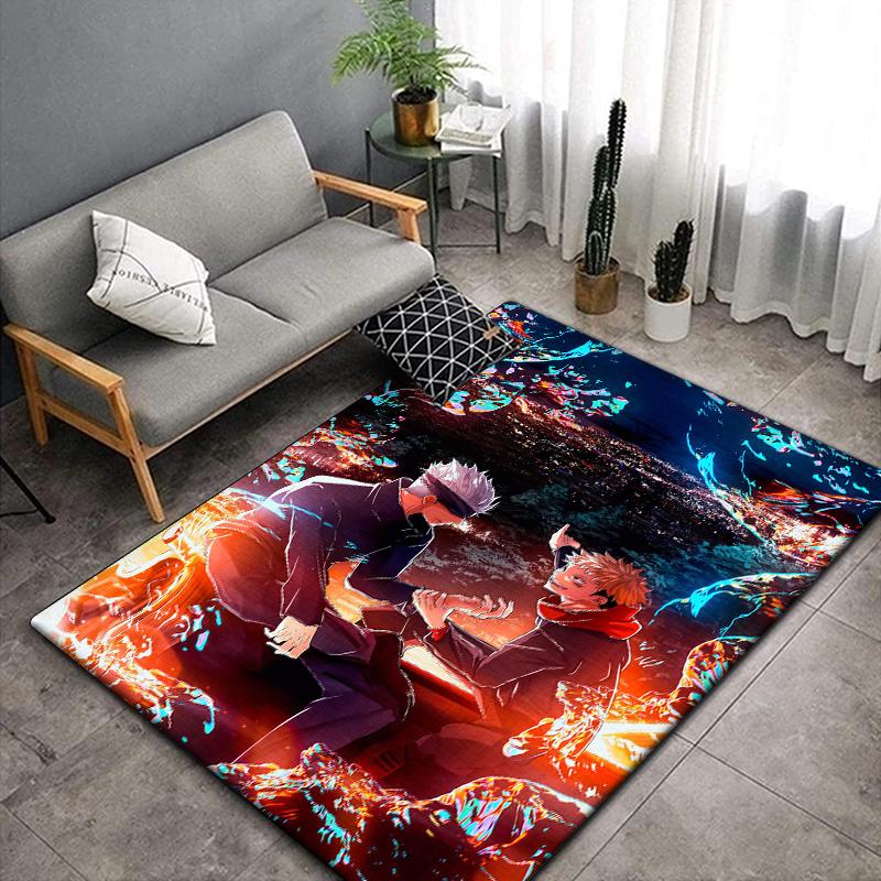 Jujutsu Kaisen Anime Rug Large,Carpet Rug for Living Room Bedroom Sofa Decoration,Doormat Kitchen Non-slip Floor Mat Picnic Camp