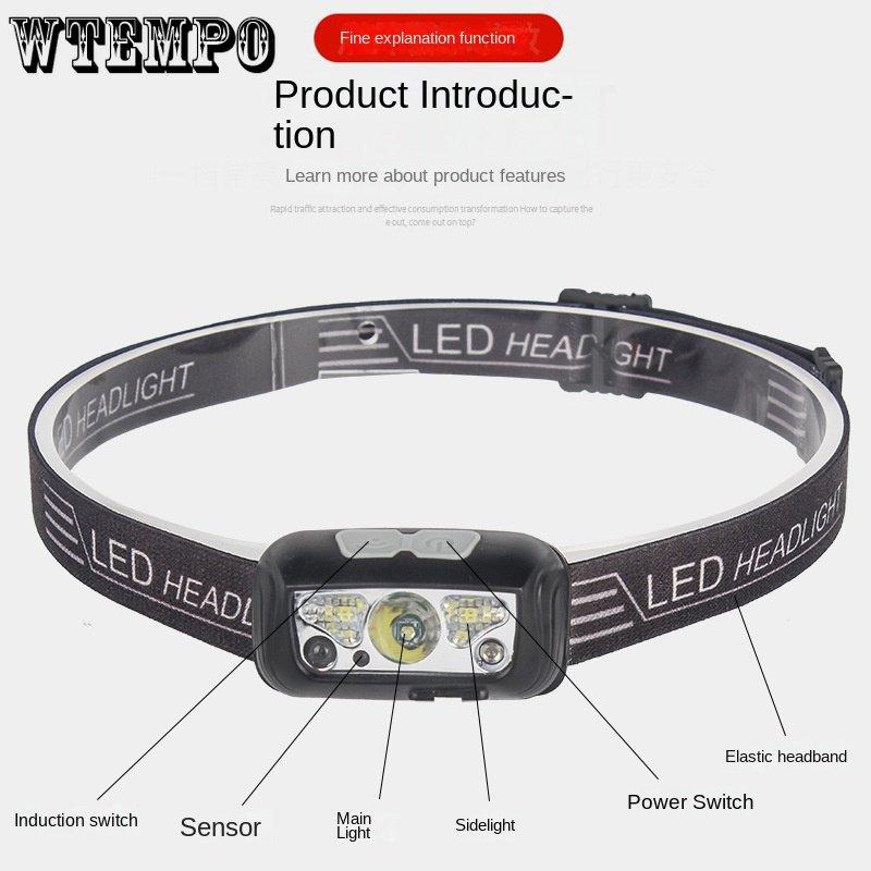 Charging Sensing Night Running Warning Light High Power Lamp for Fishing and Camping Emergency Headlights for Mountain Climbing and Exploration