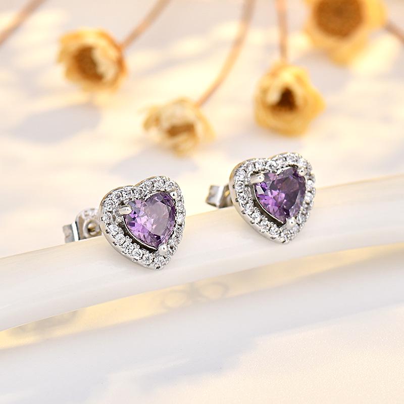 Twelve Constellations Heart-Shaped Stud Earrings with S925 Sterling Silver