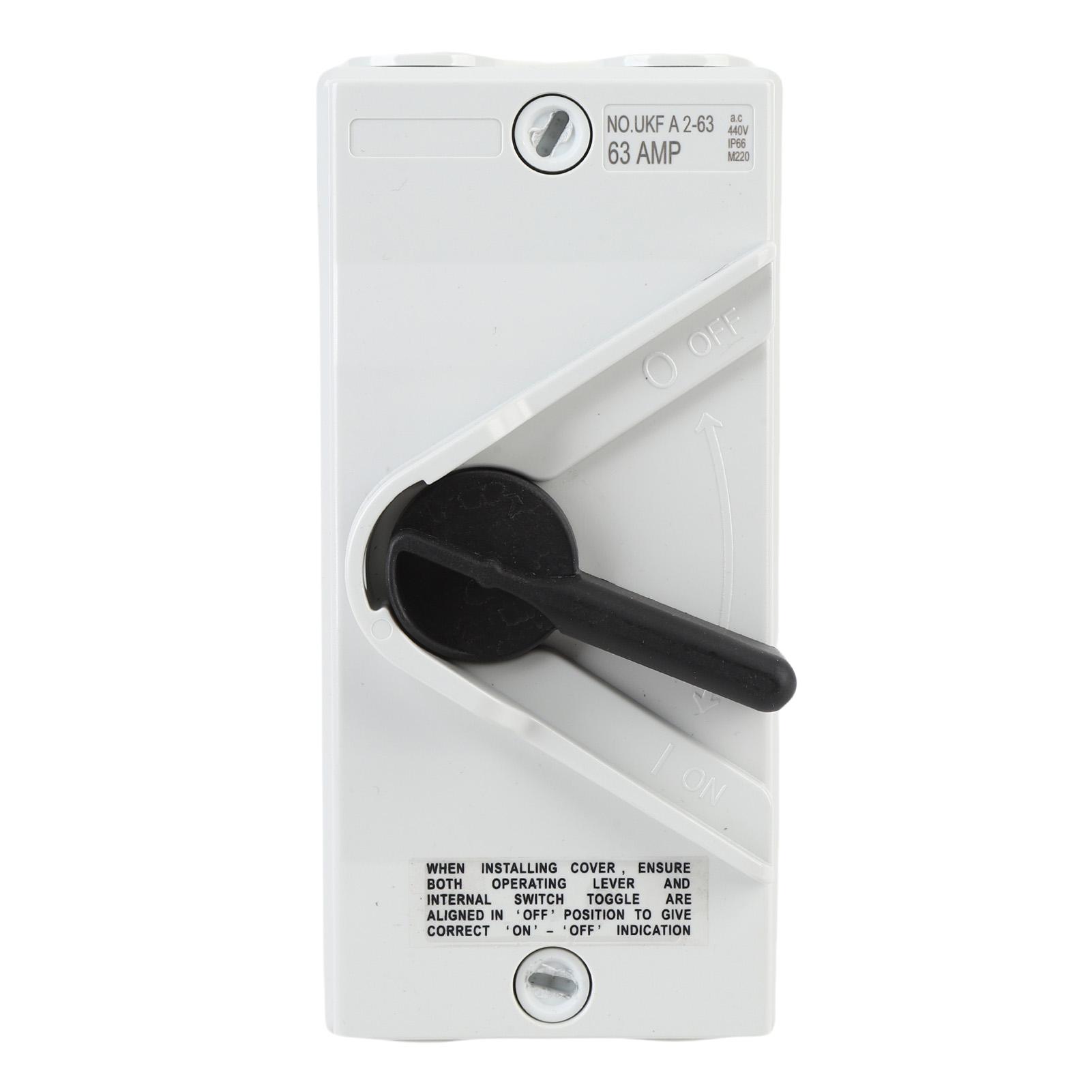

Enclosed Motor Disconnect Switch 63A 2 Pole IP66 Water Proof Industrial Outdoor Heavy Duty Breaker Box for Generator Boat