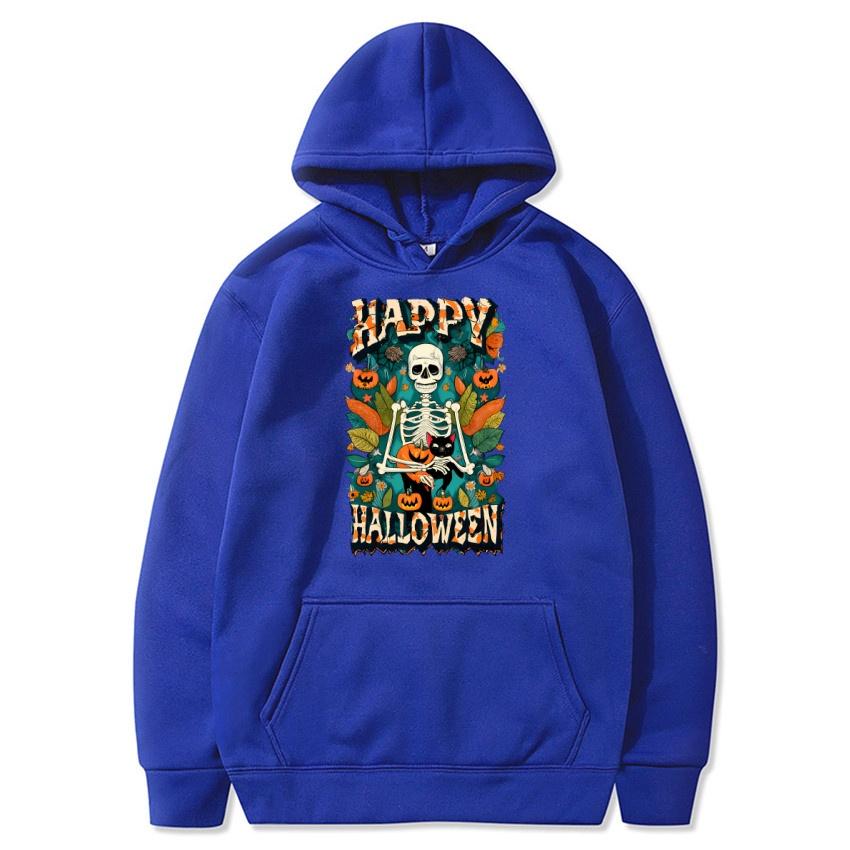 Happy Halloween Autumn Winter Fleece Hoodie Street Fashion Hoodie Men's and Women's Casual Long Sleeve Warm Hoodie