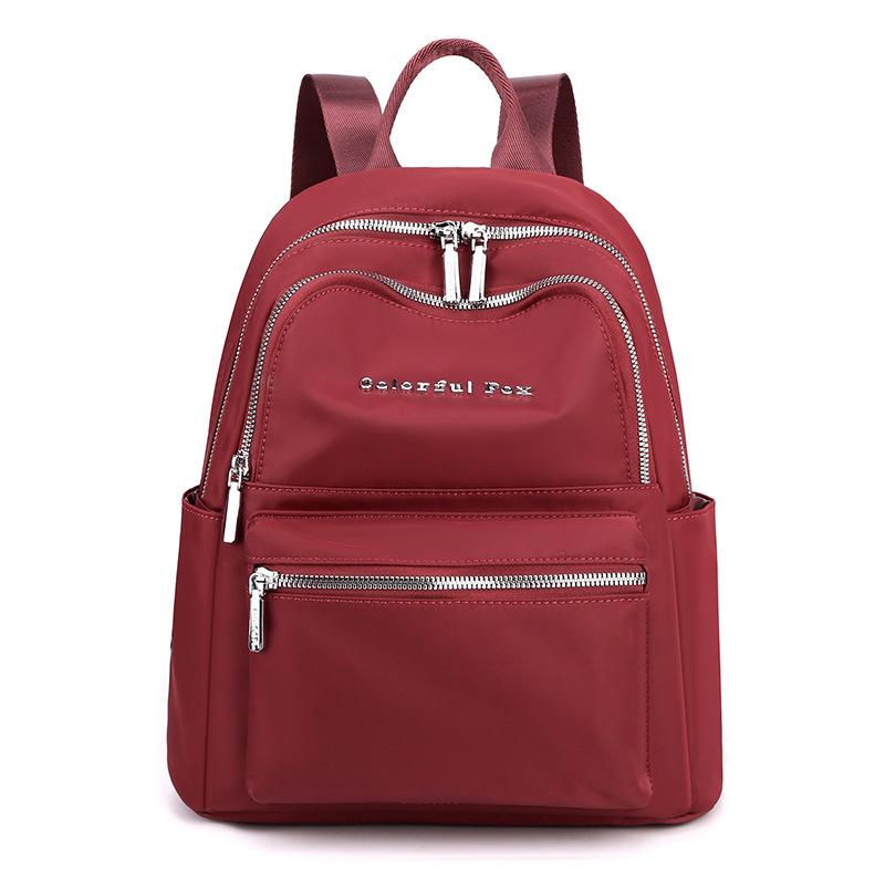Women's New Fashionable and Simple Nylon Backpack with Large Capacity, Lightweight, Solid Color for Work and Commuting