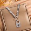 European and American light luxury lock with diamond pendant, four-leaf clover necklace, women's fashion high-end temperament, love collarbone chain