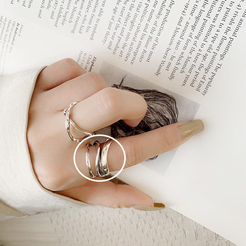 Retro Lines Intersection Finger Ring - Women s Fashionable Multi-layer Open Design Adjustable Open Ring