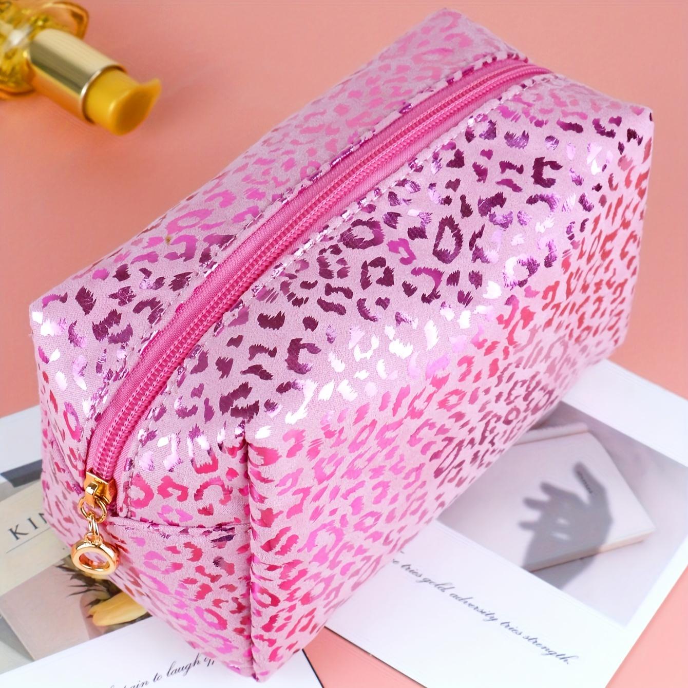 

1 шт. блестящая косметичка с леопардовым принтом, дорожная косметичка, блестящий пенал для студента, подарочная косметичка, дорожная сумка для хранения, рождественский подарок Pink Leopard Print