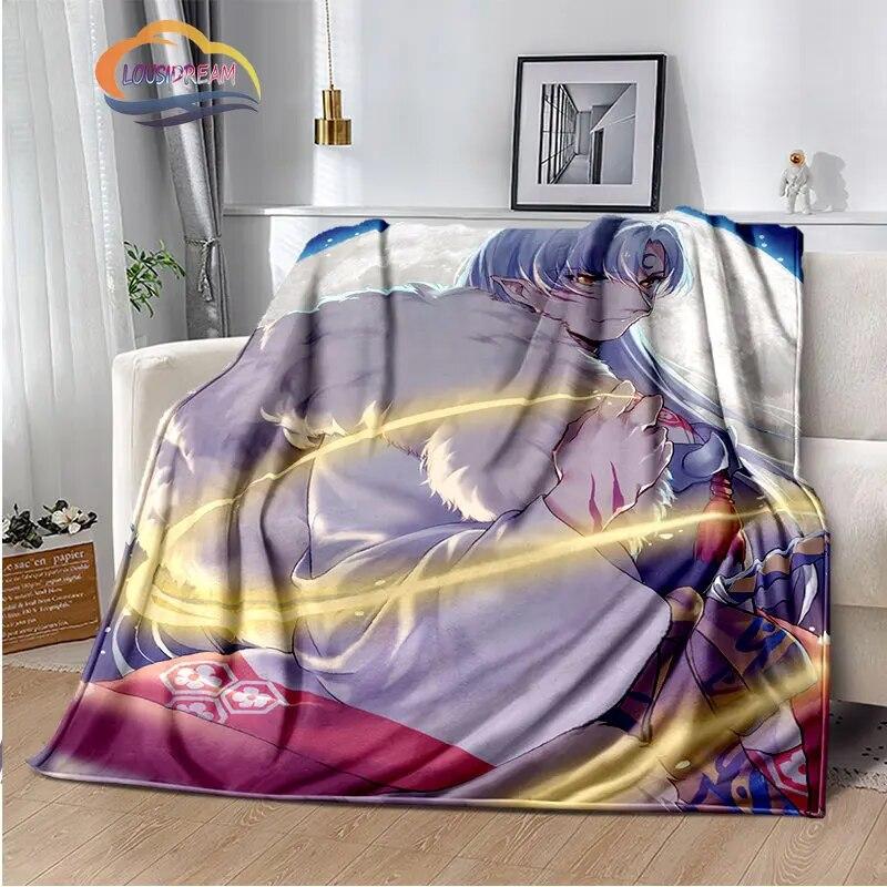 Caricature Inuyasha Fashion Blanket Sesshoumaru Flannel Warm  Portable Super Soft Children  Girls Gift