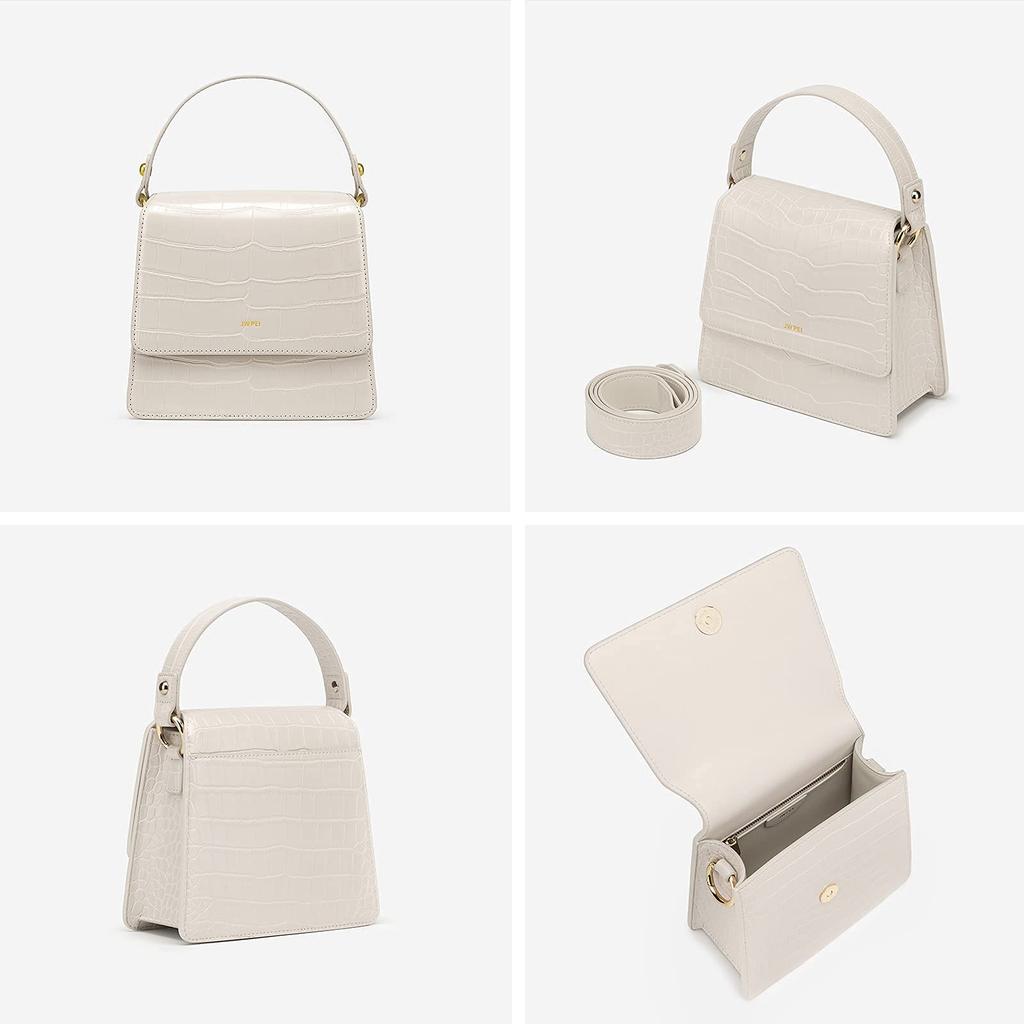 [JW PEI] Fae Handle Bag - Ivory White Crocodile Embossed