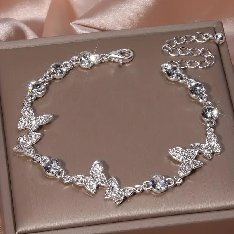 New Zircon Butterfly Bracelet for Women, Popular On Social Media, Korean Version, Simple and Stylish, Personalized, Adjustable Pull-string Bracelet